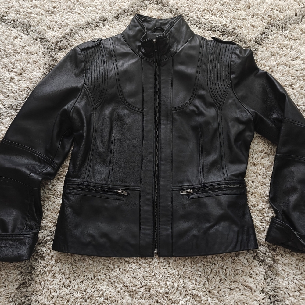 Kenneth Cole Reaction Black Leather Jacket